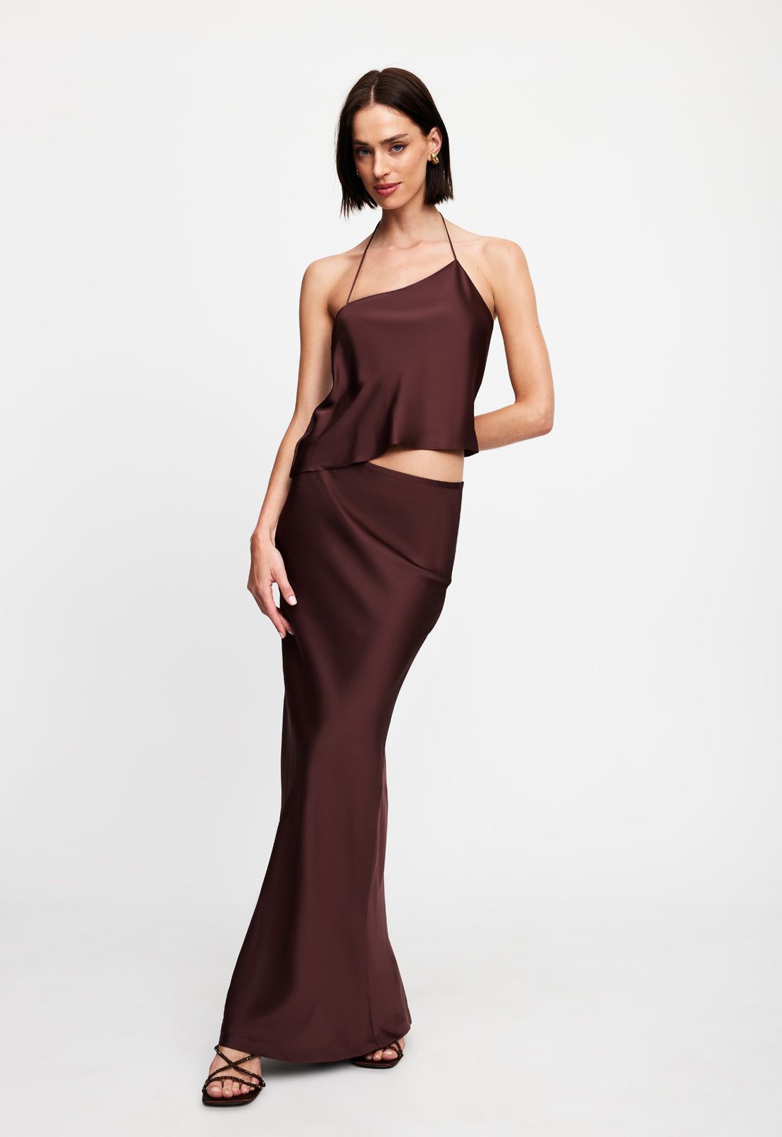 HUDSON SATIN MAXI SKIRT - GARNET sold by Lioness product image thumbnail 4