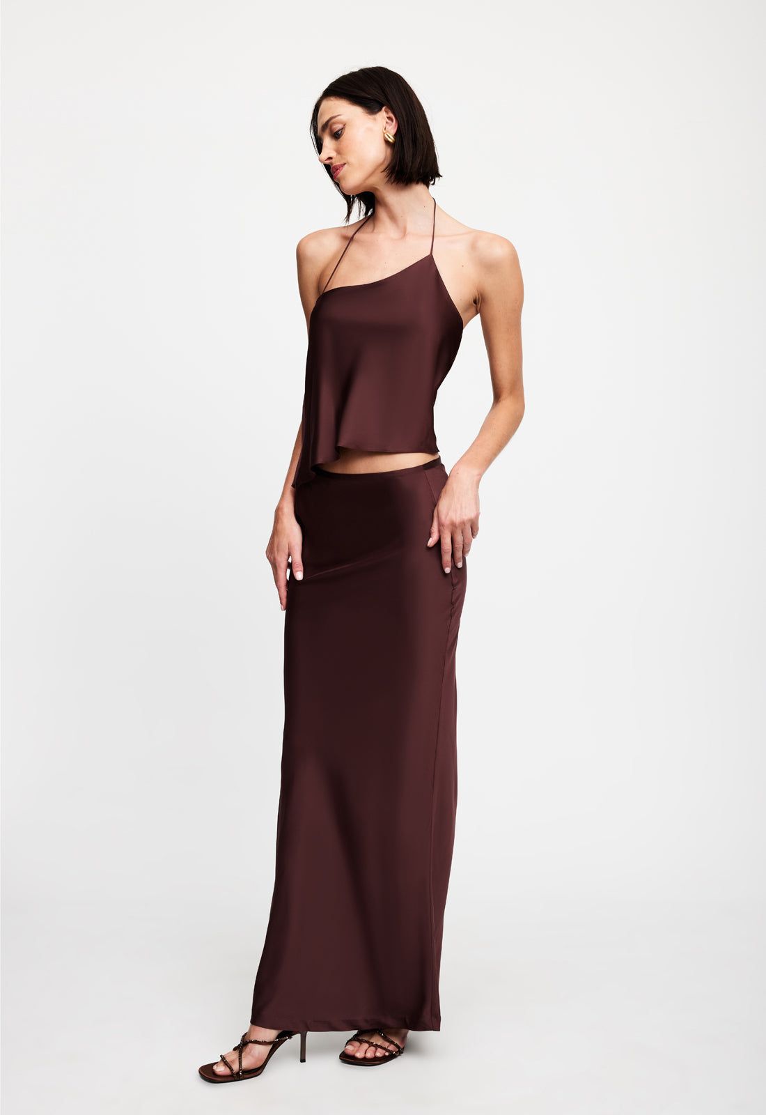 HUDSON SATIN MAXI SKIRT - GARNET sold by Lioness product image thumbnail 3