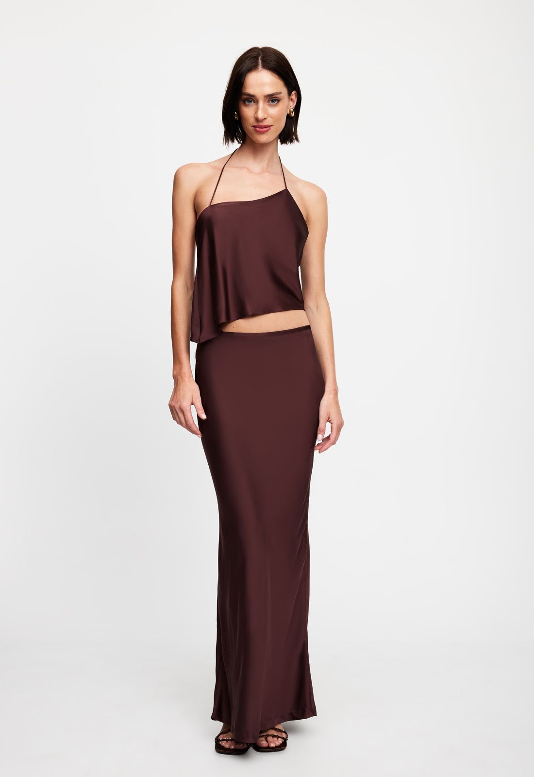 HUDSON SATIN MAXI SKIRT - GARNET sold by Lioness product image thumbnail 2