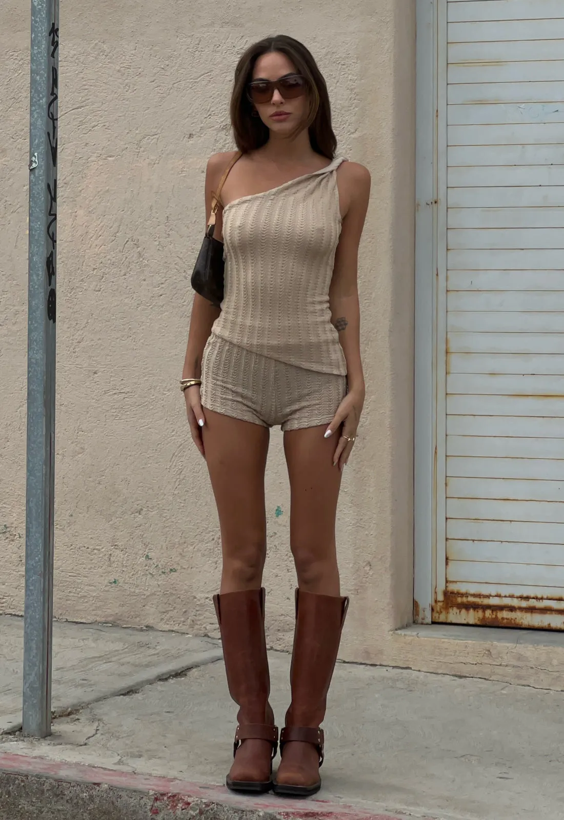 UNVEILING ONE SHOULDER TOP - BEIGE sold by Lioness product image thumbnail 3