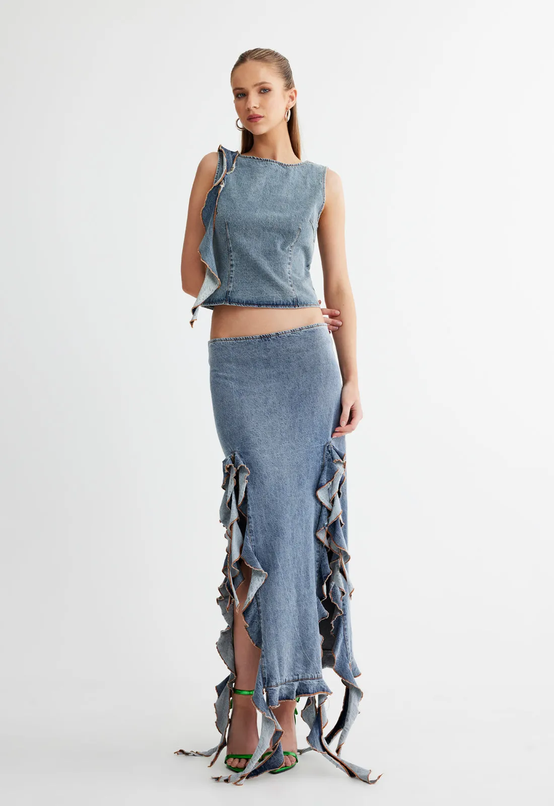 RENDEZVOUS TOP - FADED DENIM sold by Lioness product image thumbnail 2