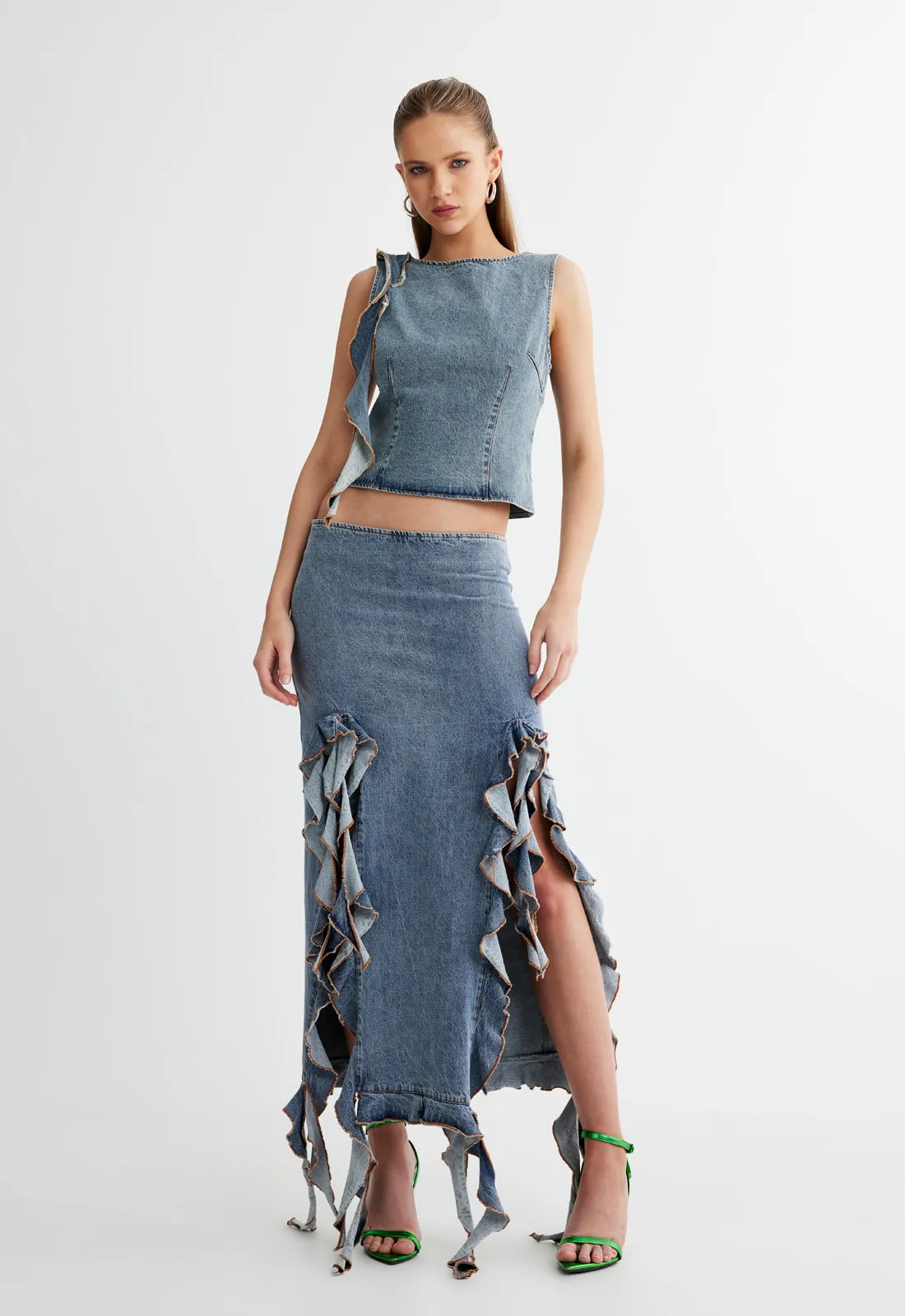 RENDEZVOUS TOP - FADED DENIM sold by Lioness product image thumbnail 3