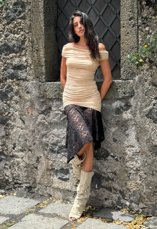 MONACO MINI DRESS - CAMEL sold by Lioness