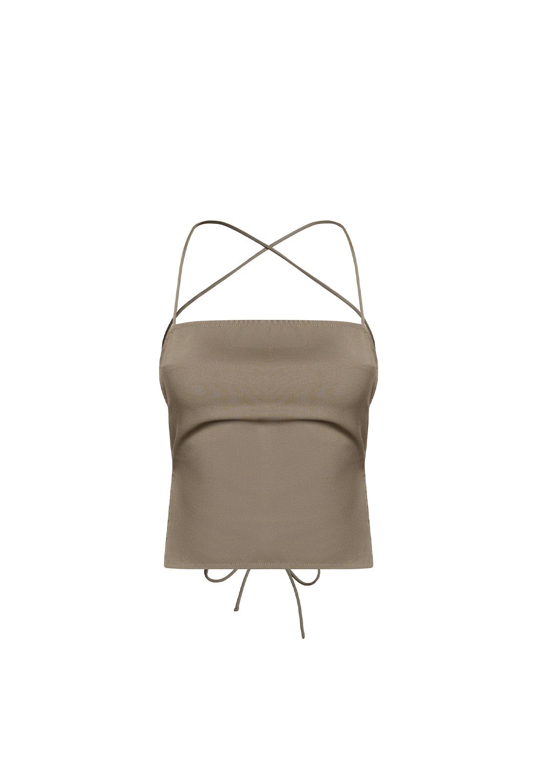 AVARIS TIE TOP - KHAKI sold by Lioness