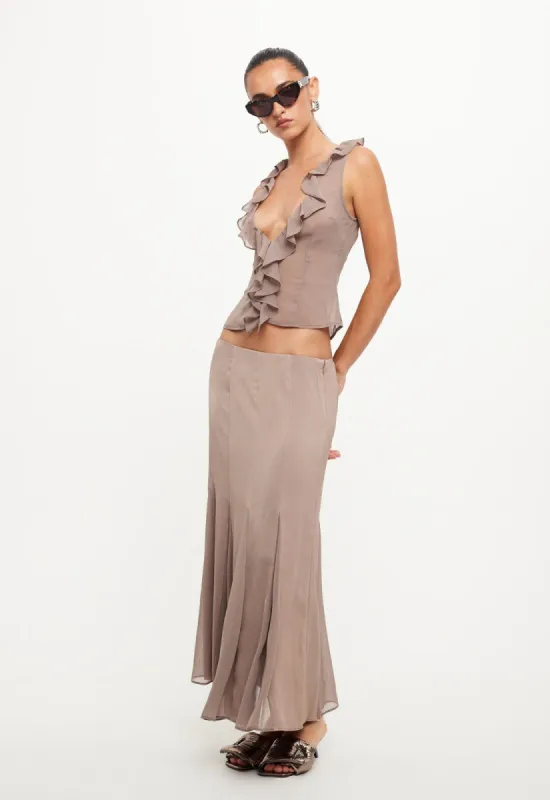 ROSE RUFFLE TOP - ASH sold by Lioness