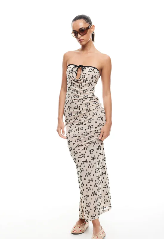 ILLUMINATING MAXI DRESS - BEIGE FLORAL sold by Lioness
