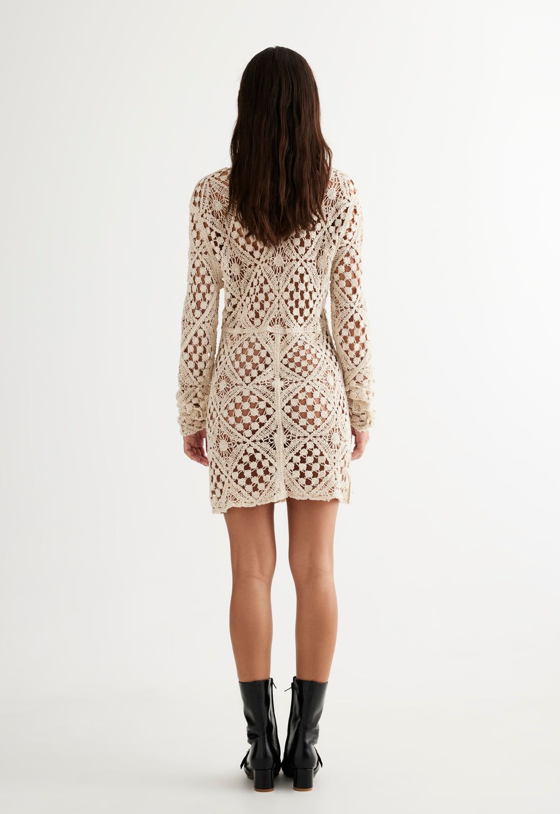 ATZARÓ CROCHET MINI DRESS - ALMOND sold by Lioness product image thumbnail 5