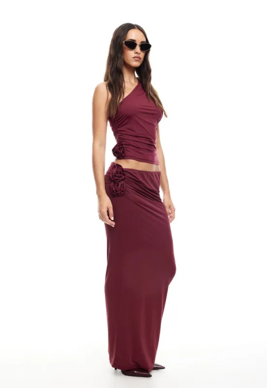 SOUL MATE MAXI SKIRT - BURGUNDY sold by Lioness
