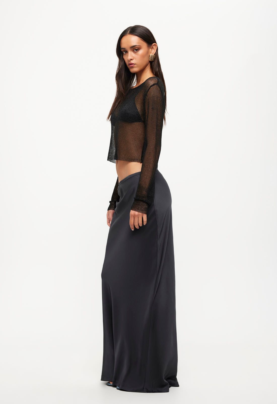 HUDSON SATIN MAXI SKIRT - DARK OLIVE sold by Lioness product image thumbnail 3