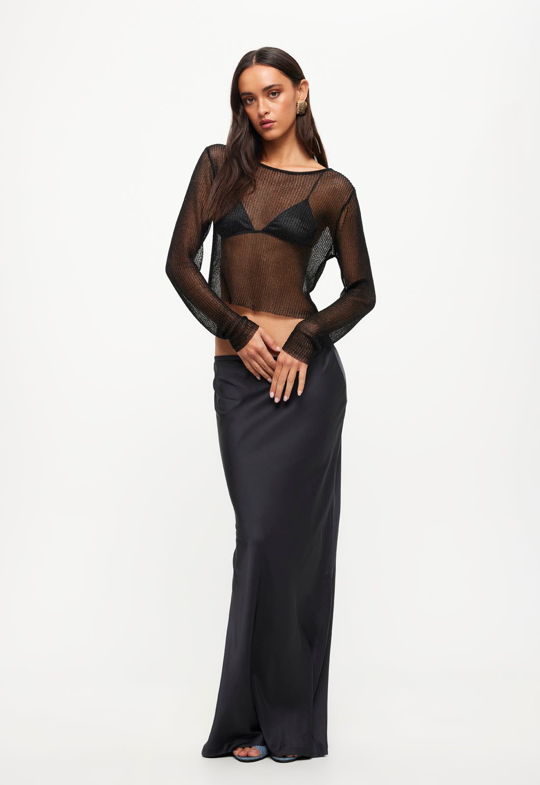 HUDSON SATIN MAXI SKIRT - DARK OLIVE sold by Lioness product image thumbnail 4