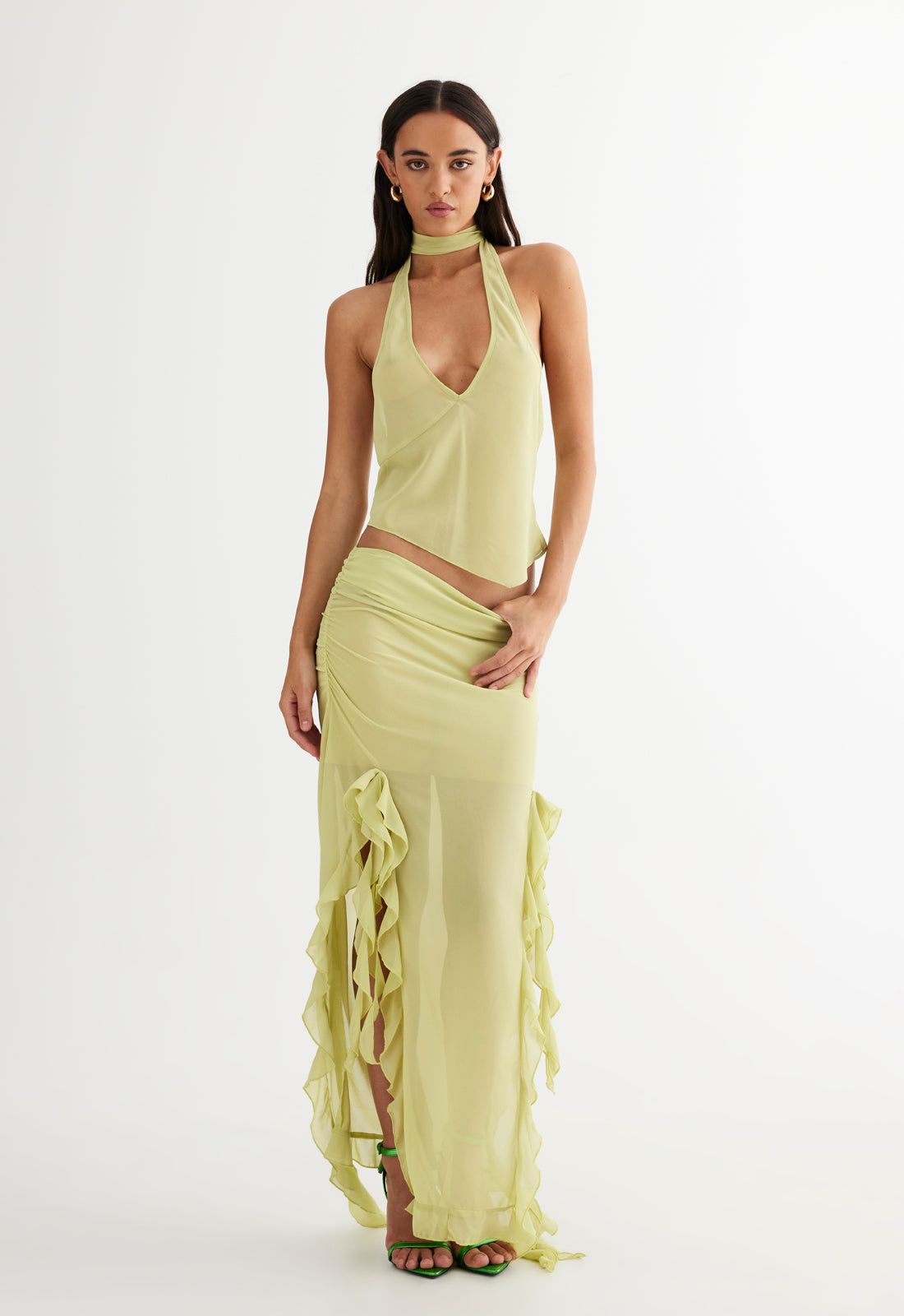 RENDEZVOUS HALTER TOP - LIME sold by Lioness