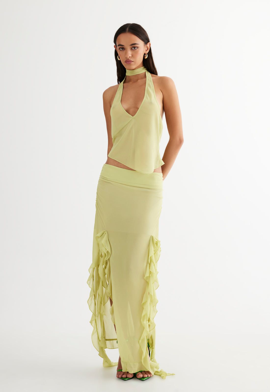 RENDEZVOUS HALTER TOP - LIME sold by Lioness product image thumbnail 2