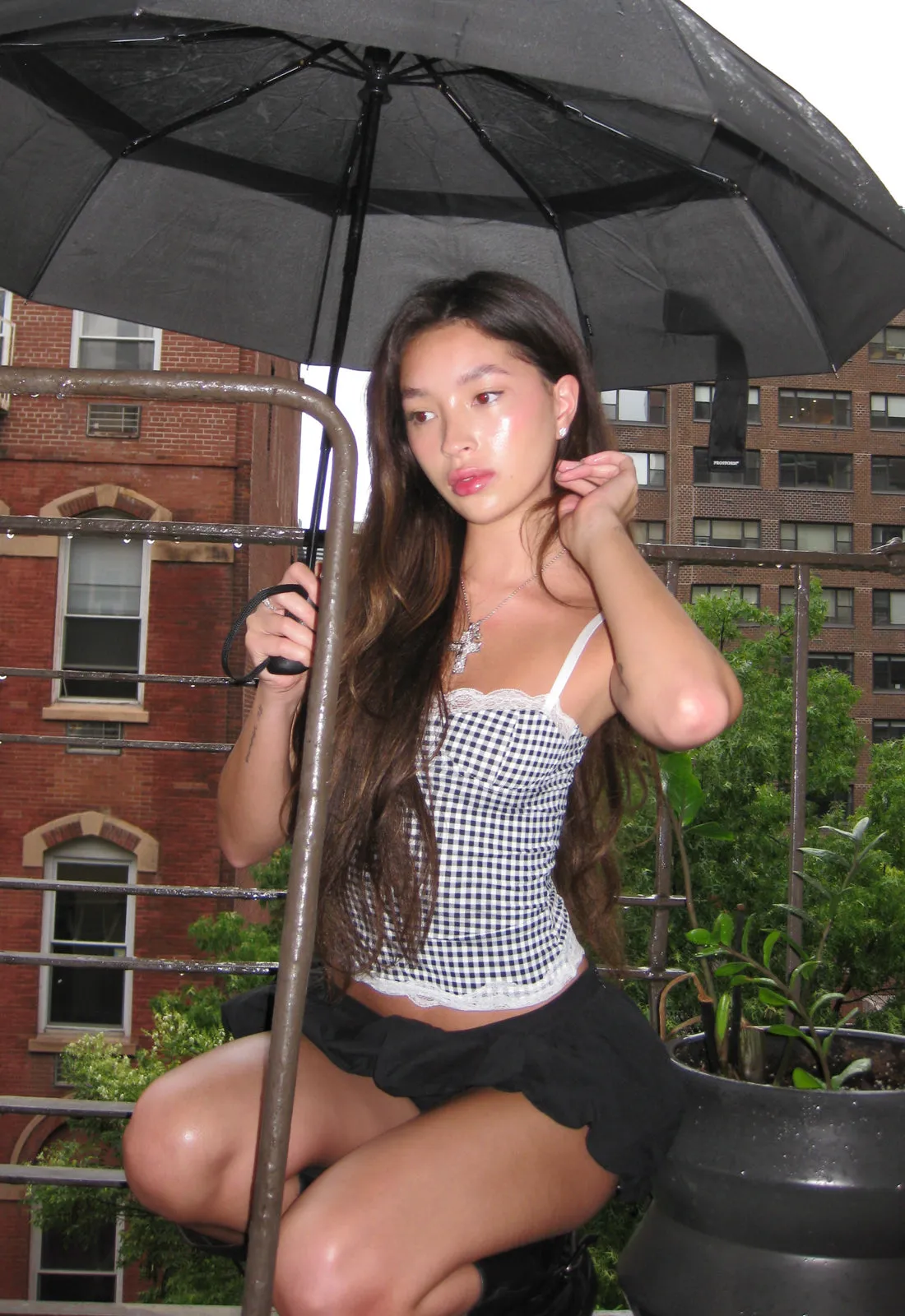 TOP MODEL CAMI - BLACK CHECK sold by Lioness