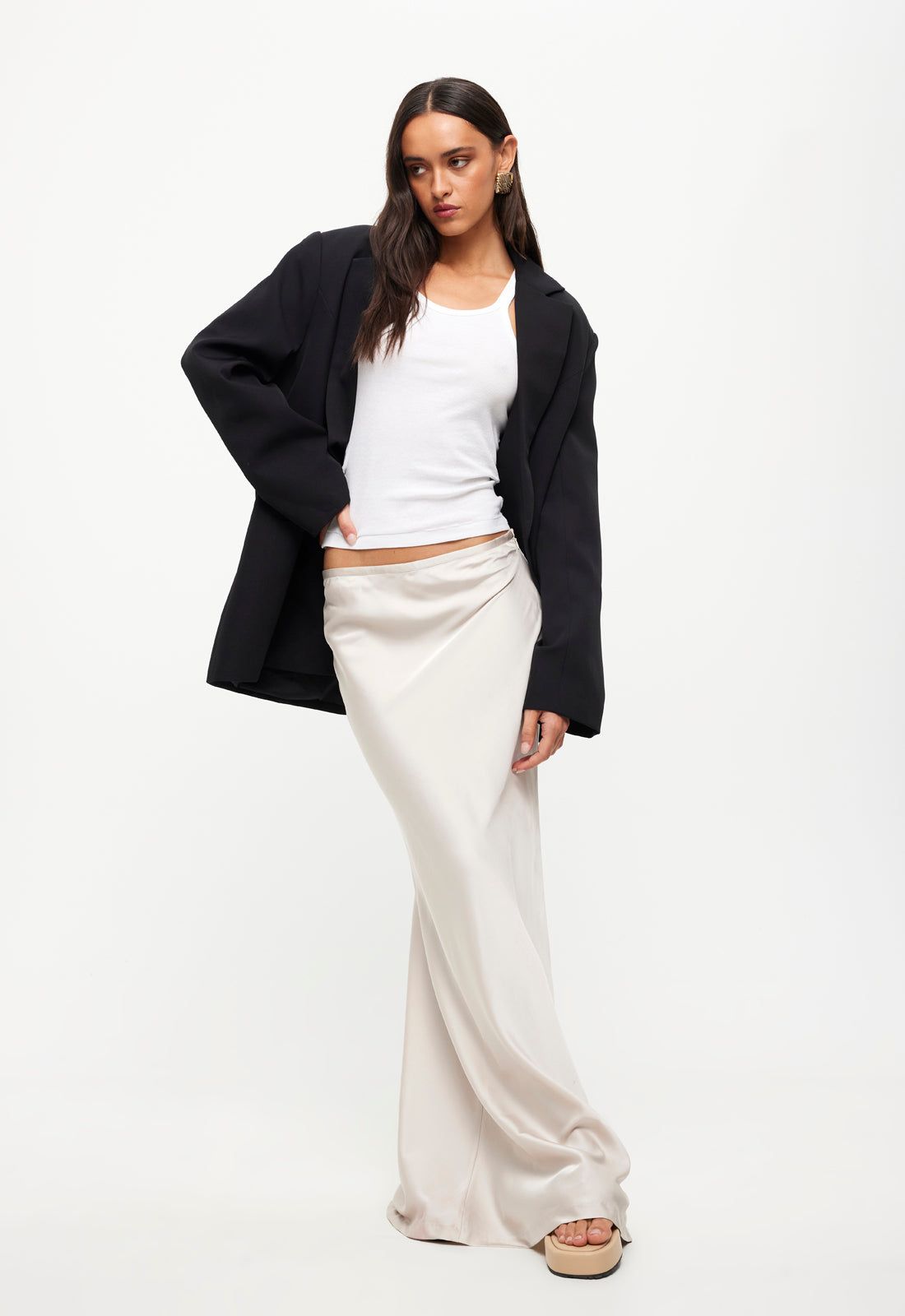 HUDSON SATIN MAXI SKIRT - EGGSHELL sold by Lioness product image thumbnail 4