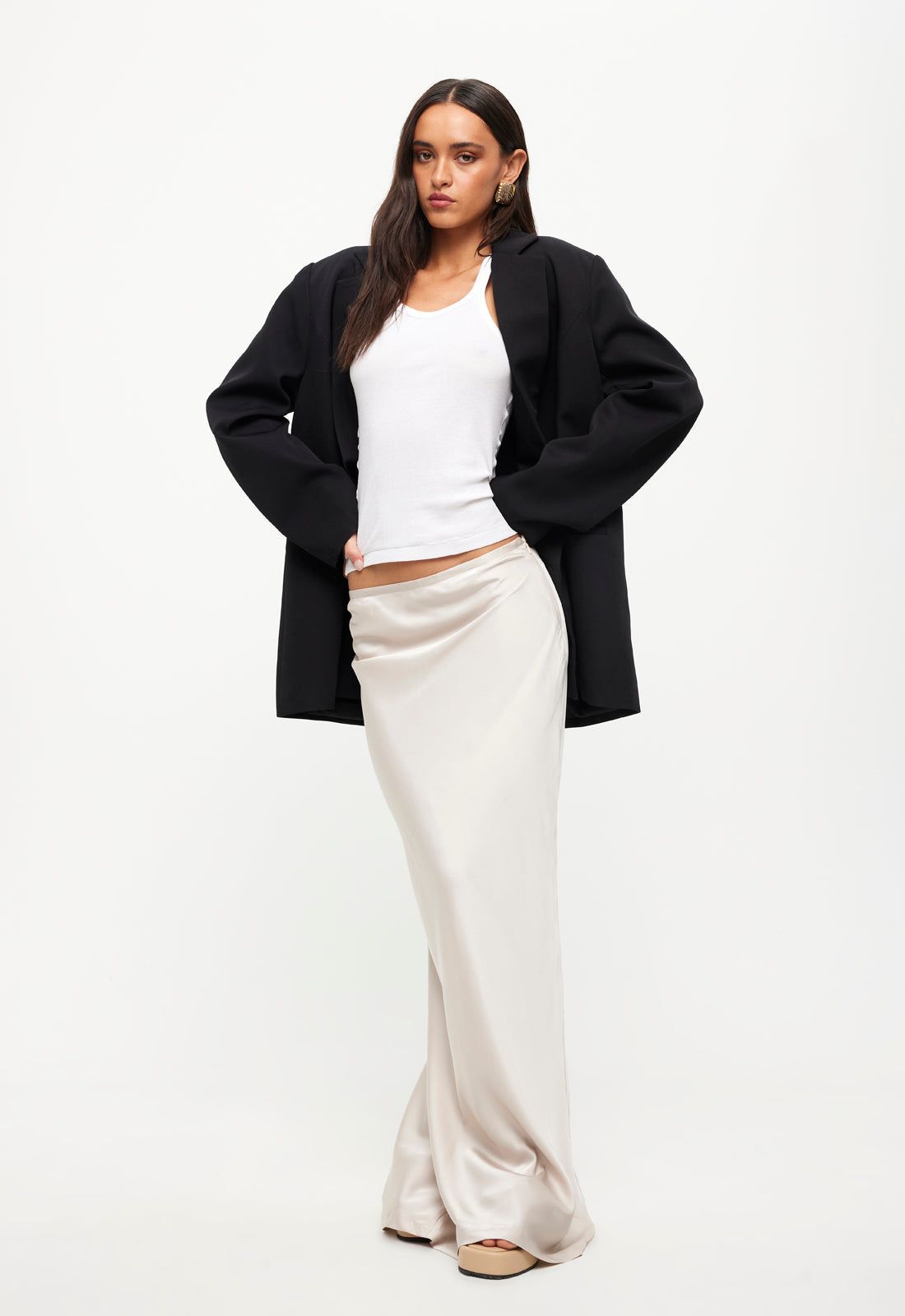 HUDSON SATIN MAXI SKIRT - EGGSHELL sold by Lioness product image thumbnail 2