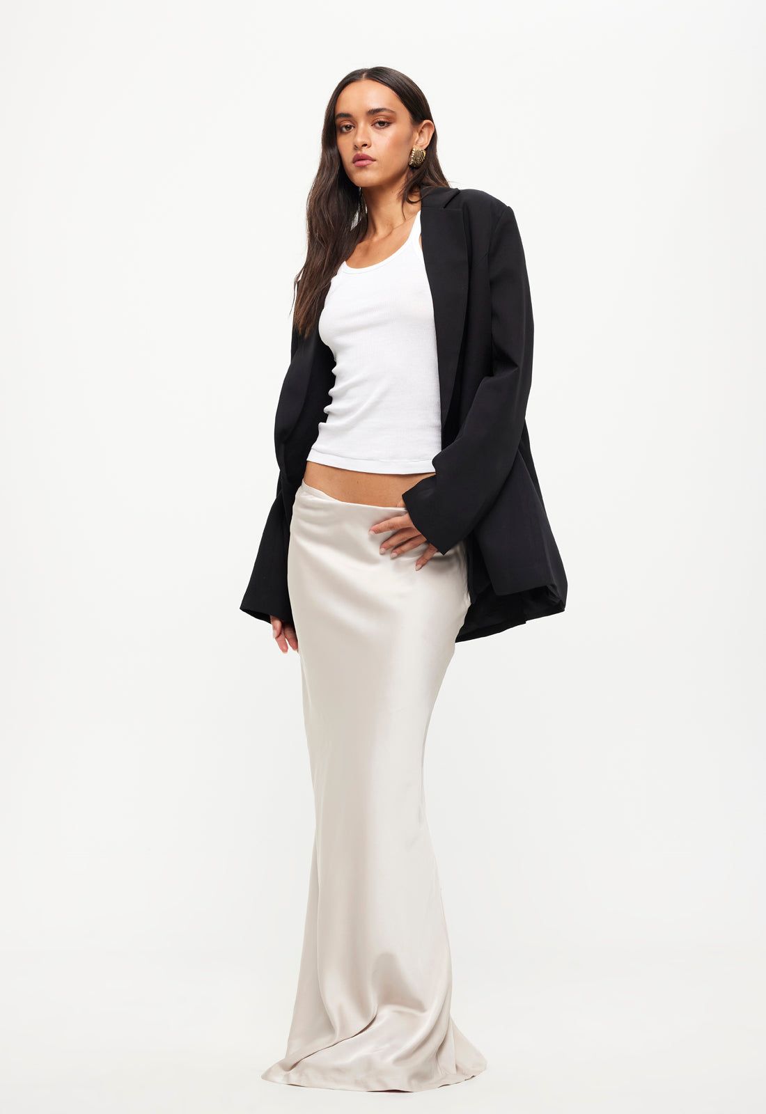 HUDSON SATIN MAXI SKIRT - EGGSHELL sold by Lioness product image thumbnail 3