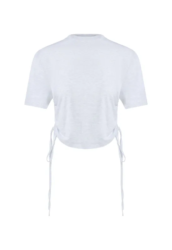 AGYNESS CROP TEE - GREY MARLE sold by Lioness