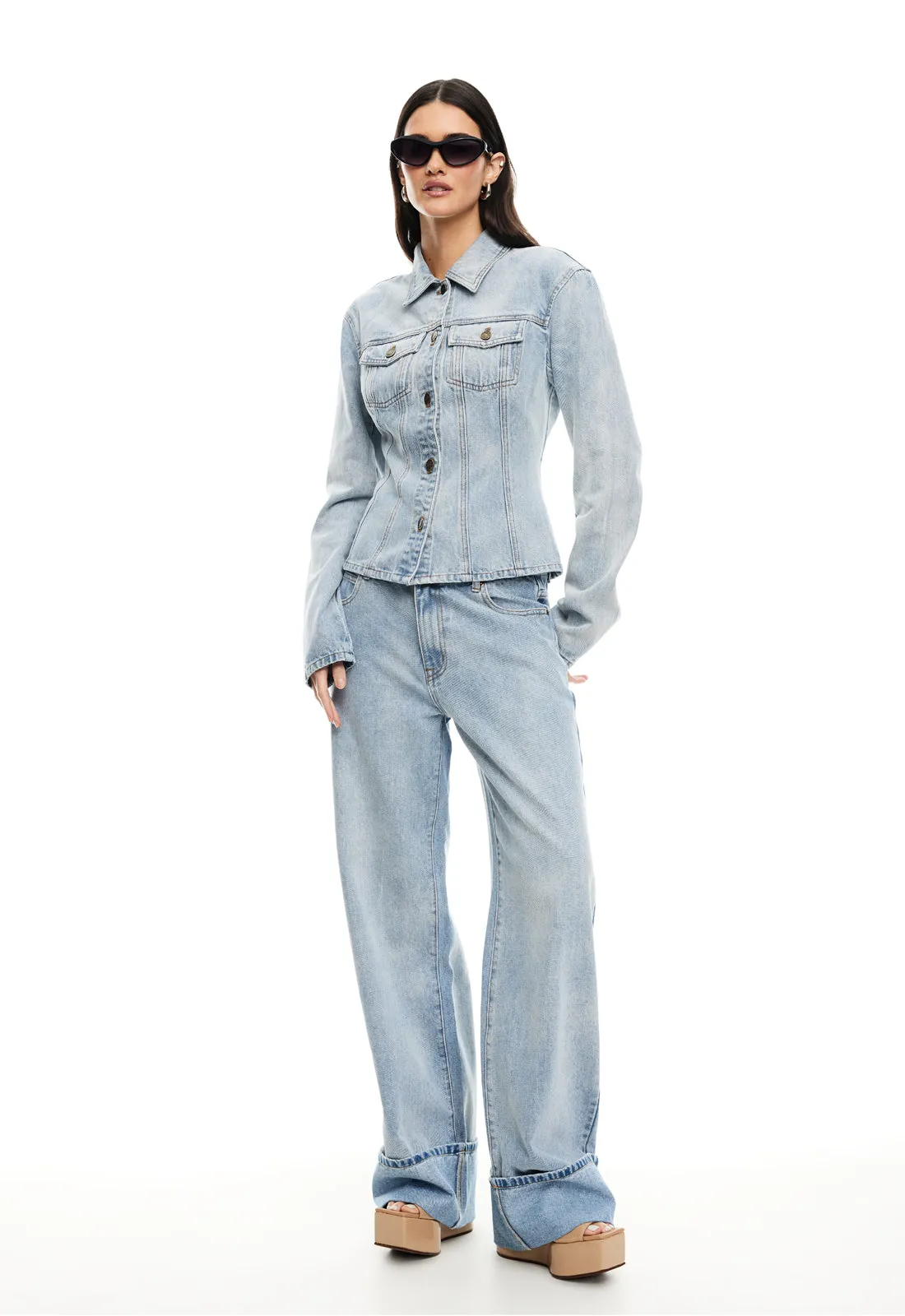 TOP MODEL CUFFED JEAN - LIGHT DENIM sold by Lioness product image thumbnail 2