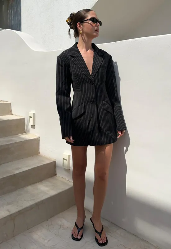 LEO DRESS - ONYX PINSTRIPE sold by Lioness