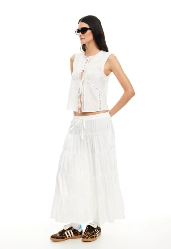 KIERA TIERED SKIRT - PORCELAIN sold by Lioness