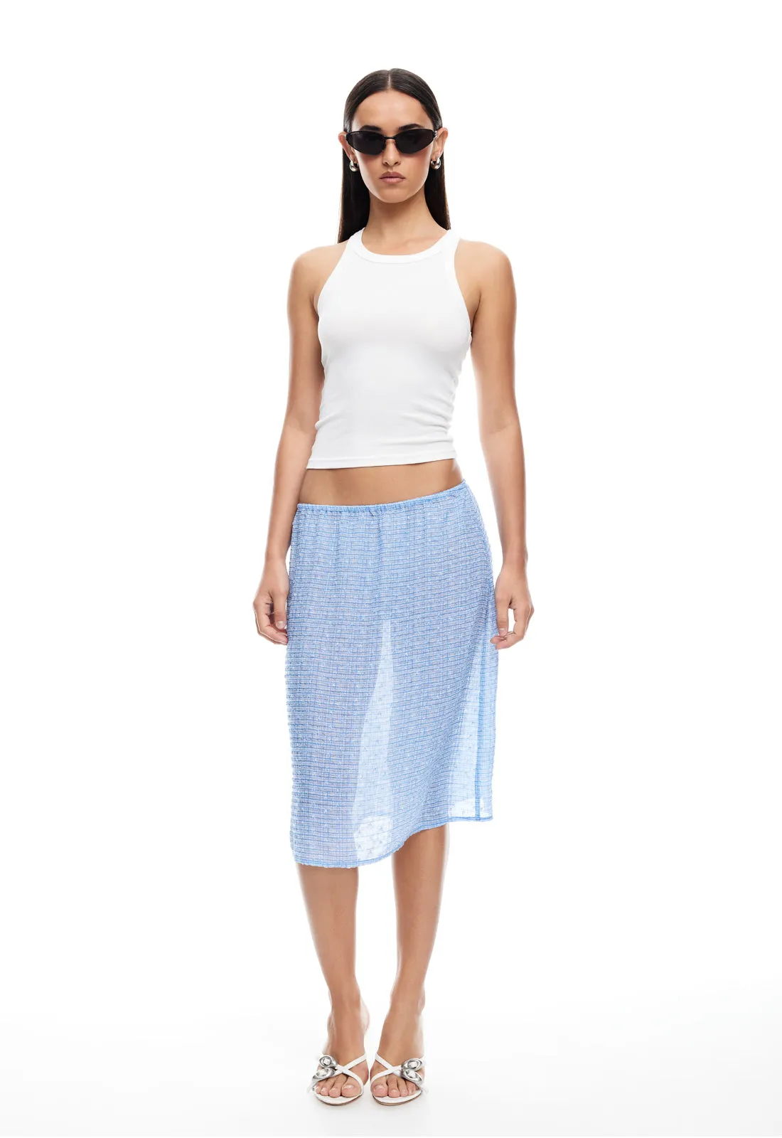 POPPY MIDI - BLUE CHECK sold by Lioness