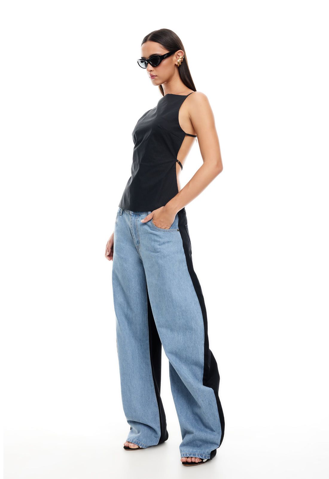 CAMILLE BACKLESS TOP - ONYX STRIPE sold by Lioness product image thumbnail 3