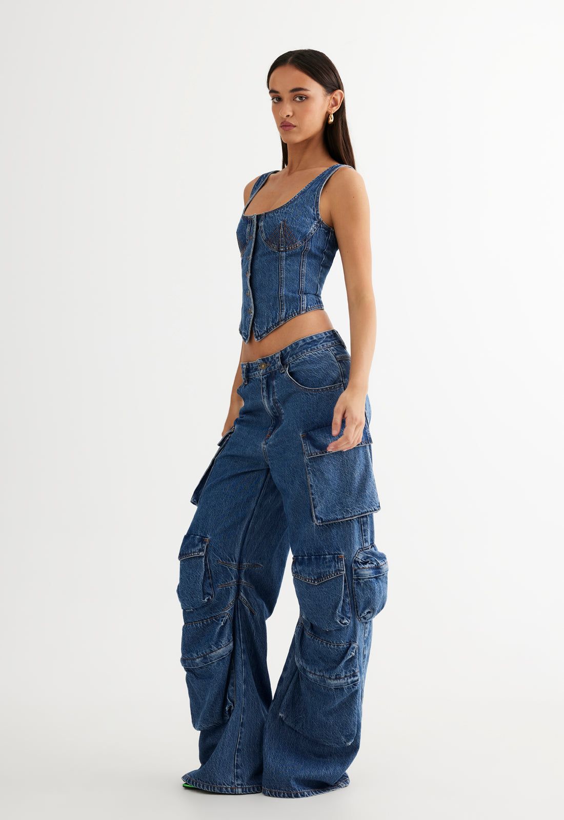 SMOKESHOW JEAN - BLUE DENIM sold by Lioness