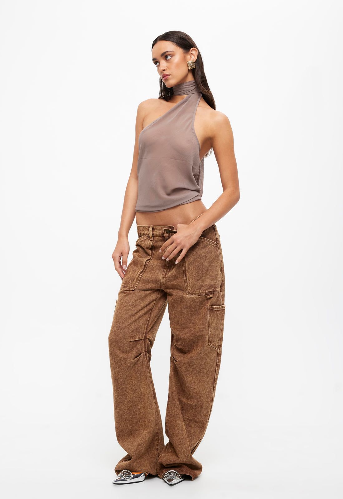 LUX TIE TOP - TAUPE sold by Lioness product image thumbnail 4