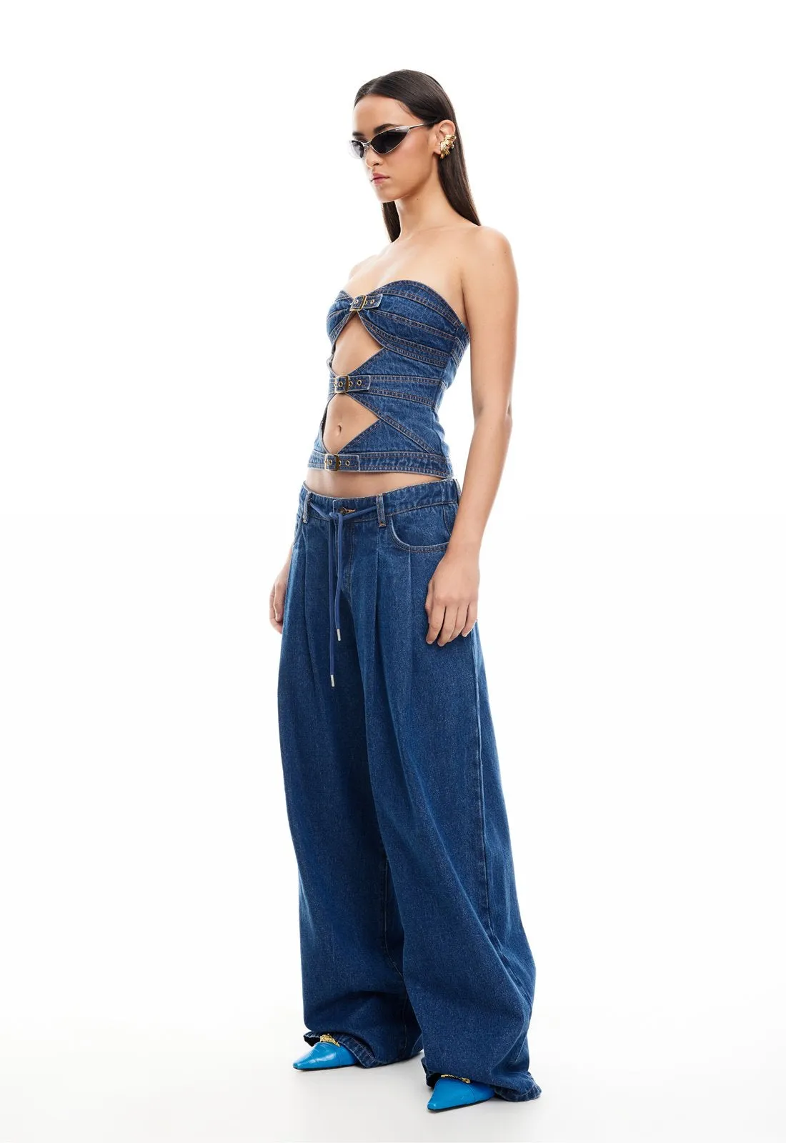 BUCKLE CORSET - DARK DENIM sold by Lioness product image thumbnail 2