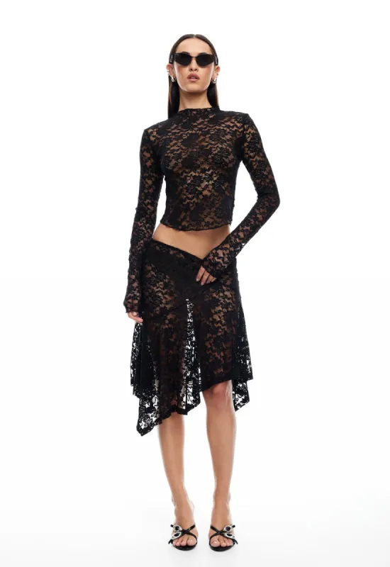 HAMPTONS MIDI SKIRT - ONYX sold by Lioness