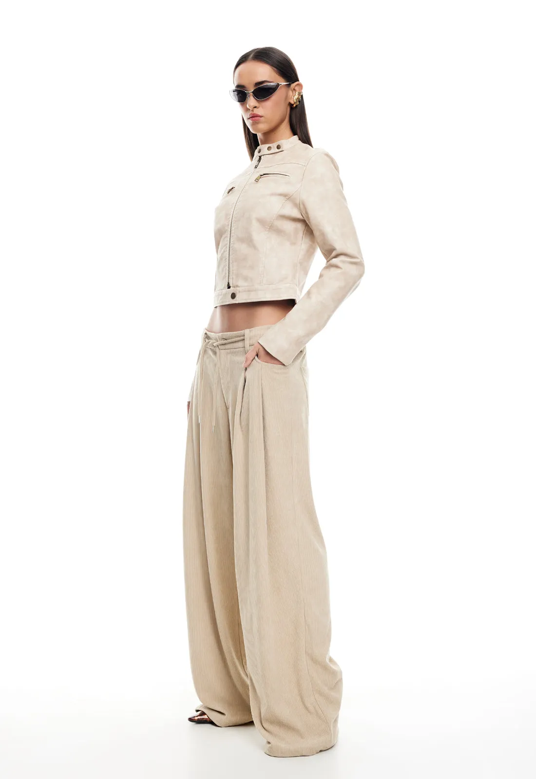 BELLA MOTO JACKET - BEIGE sold by Lioness product image thumbnail 4