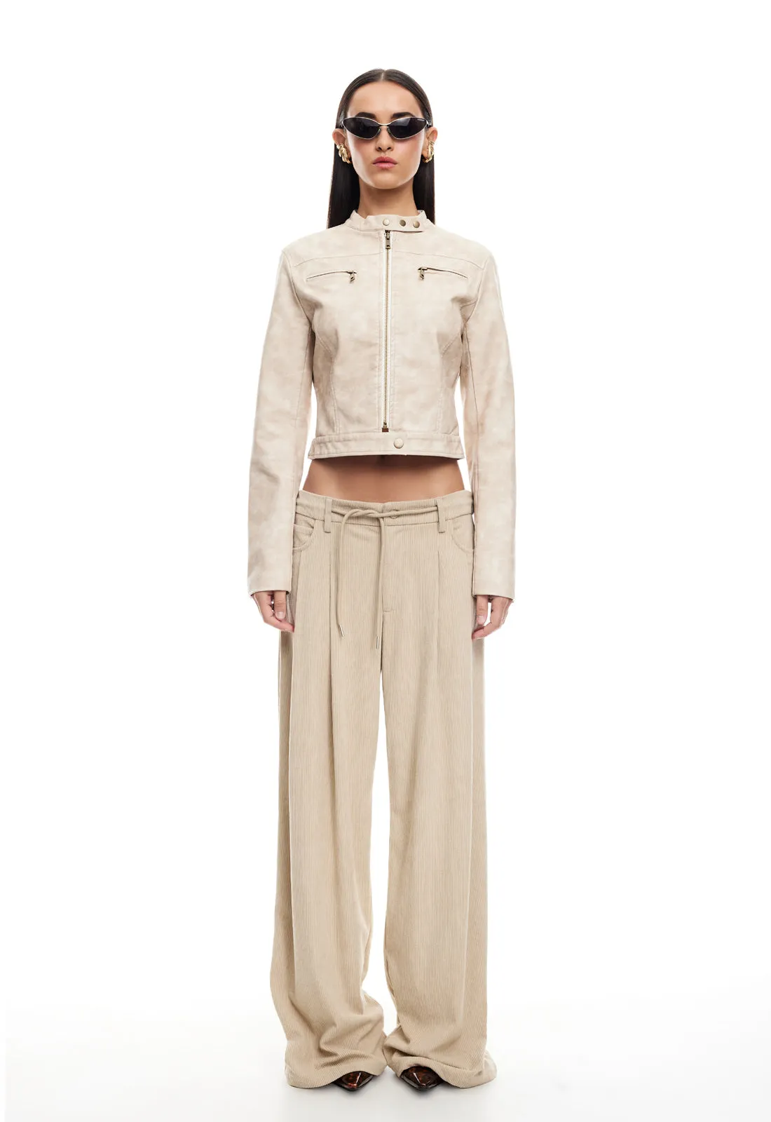 BELLA MOTO JACKET - BEIGE sold by Lioness