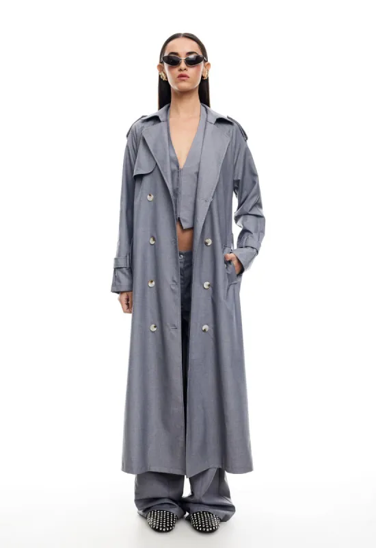 TRENCHEROUS COAT - SLATE sold by Lioness