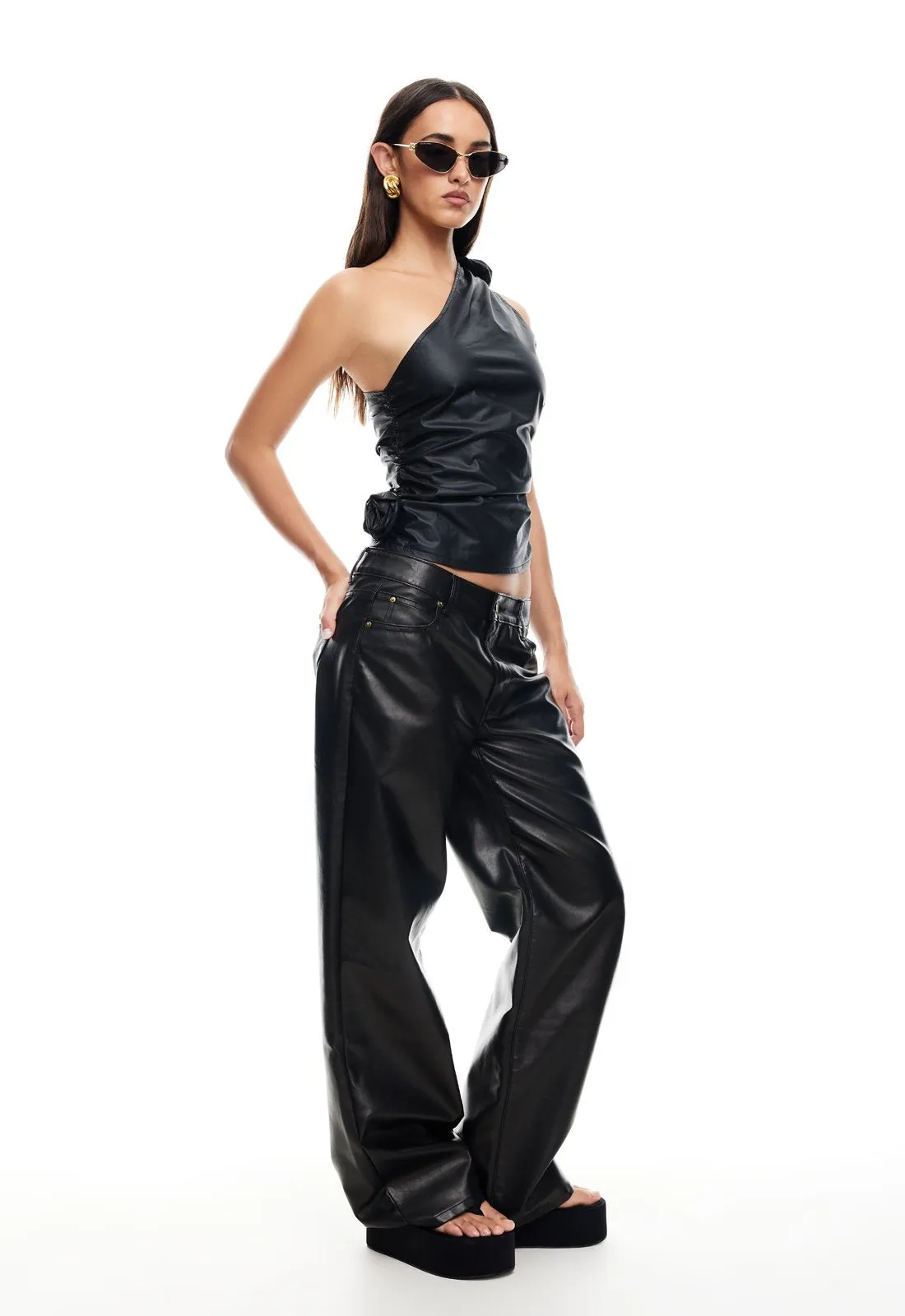 RENDEZVOUS ONE SHOULDER TOP - ONYX sold by Lioness