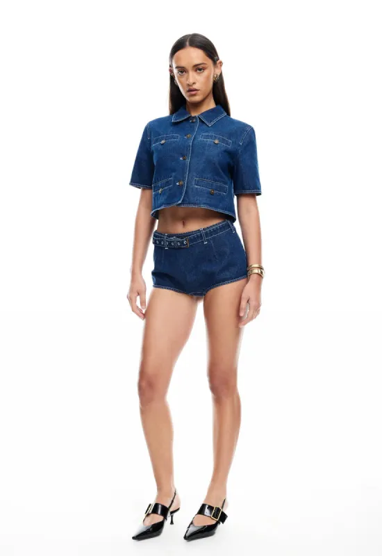 HALSTON DENIM TOP - BLUE DENIM sold by Lioness