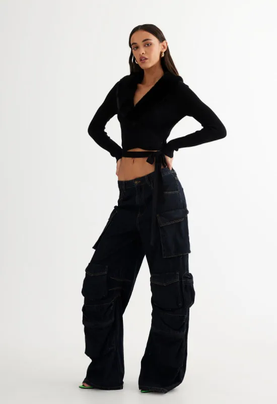 OFF DUTY WRAP TOP - ONYX made by Lioness