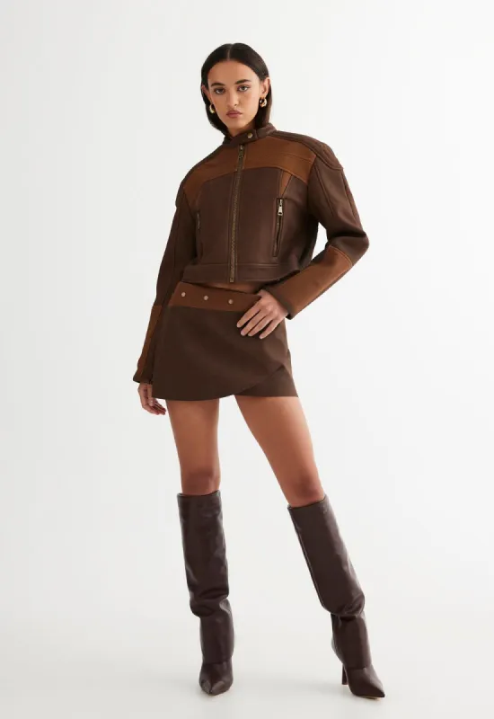 NUEVE MINI SKIRT - CHOCOLATE sold by Lioness