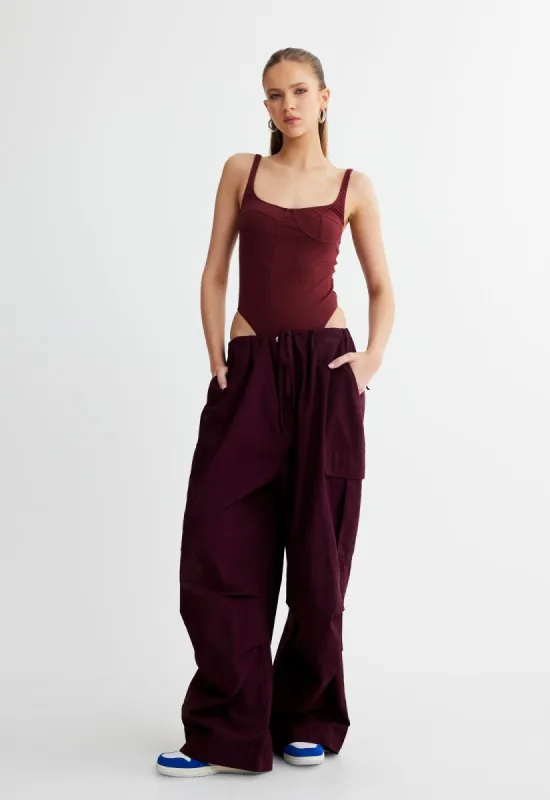JE TAIME BODYSUIT - BURGUNDY made by Lioness
