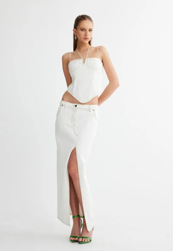 BARBIE SPLIT MIDI - PORCELAIN sold by Lioness