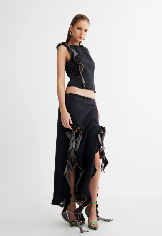 RENDEZVOUS SKIRT - CHARCOAL made by Lioness