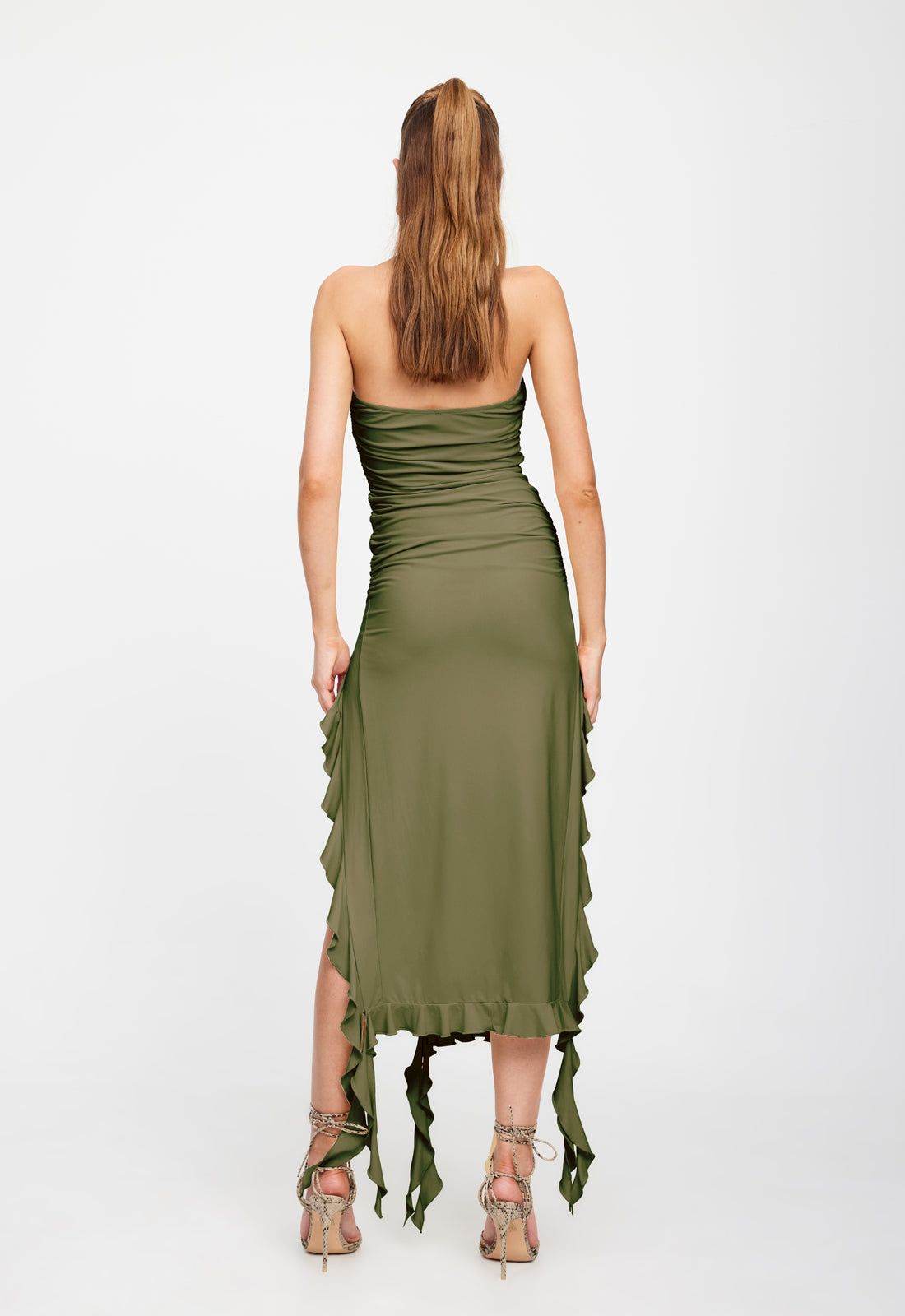 RENDEZVOUS STRAPLESS DRESS - OLIVE sold by Lioness product image thumbnail 5