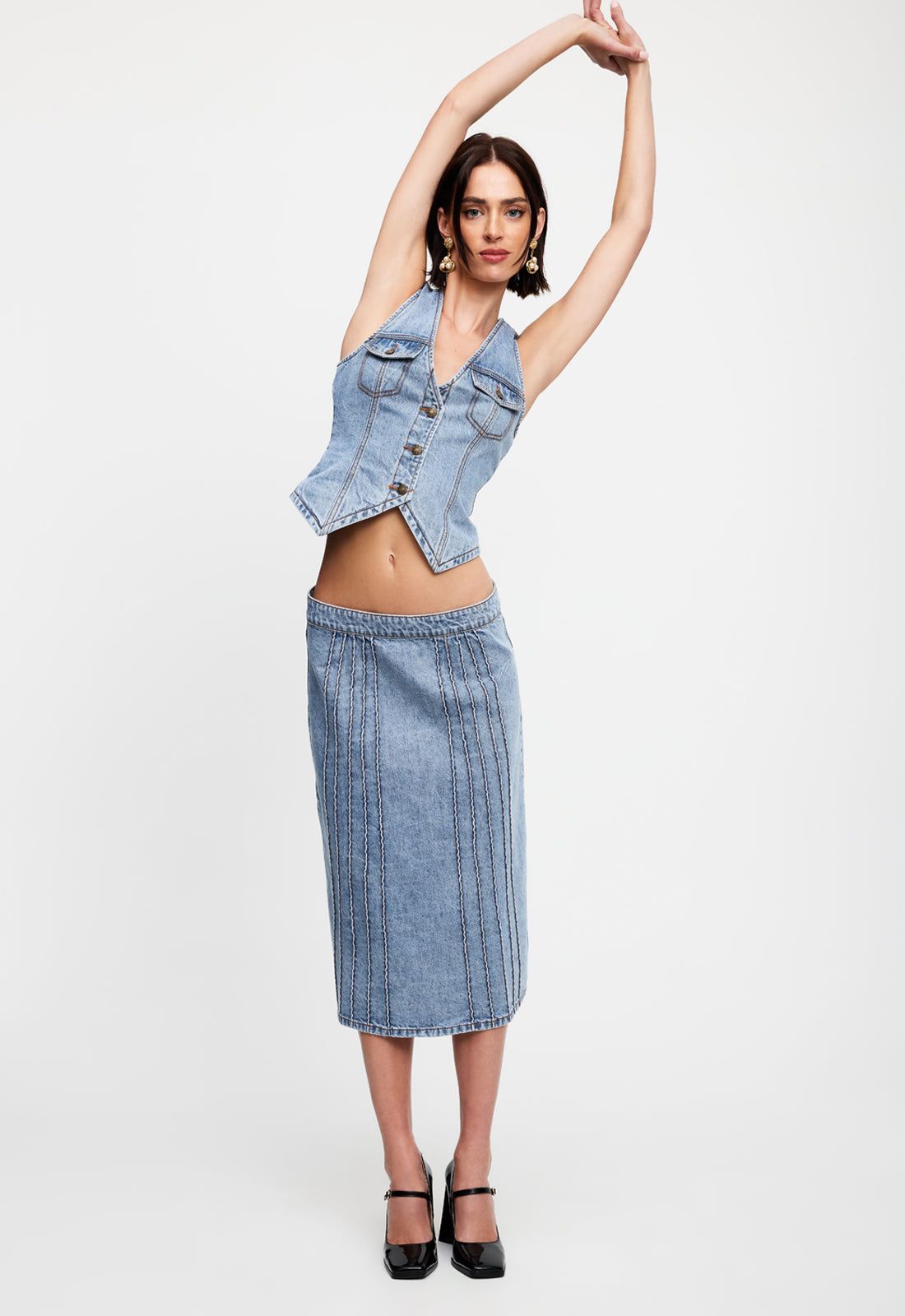 CAMELIA MIDI - FADED DENIM sold by Lioness product image thumbnail 3