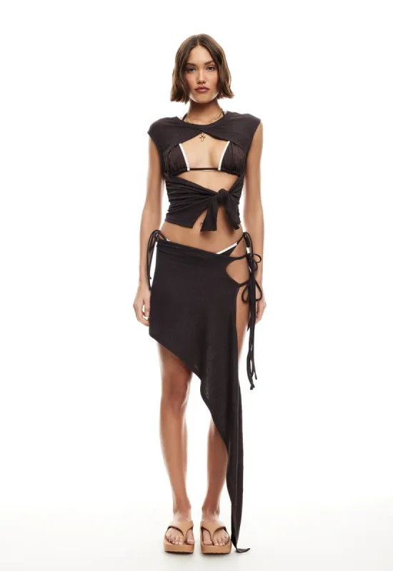 MOSS MIDI SKIRT - BROWN sold by Lioness