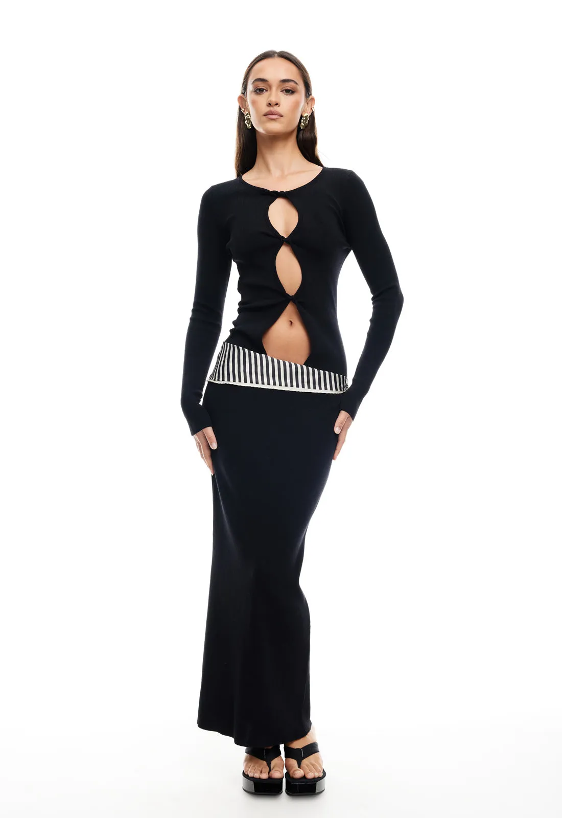HOMECOMING LONG SLEEVE MAXI DRESS - ONYX sold by Lioness