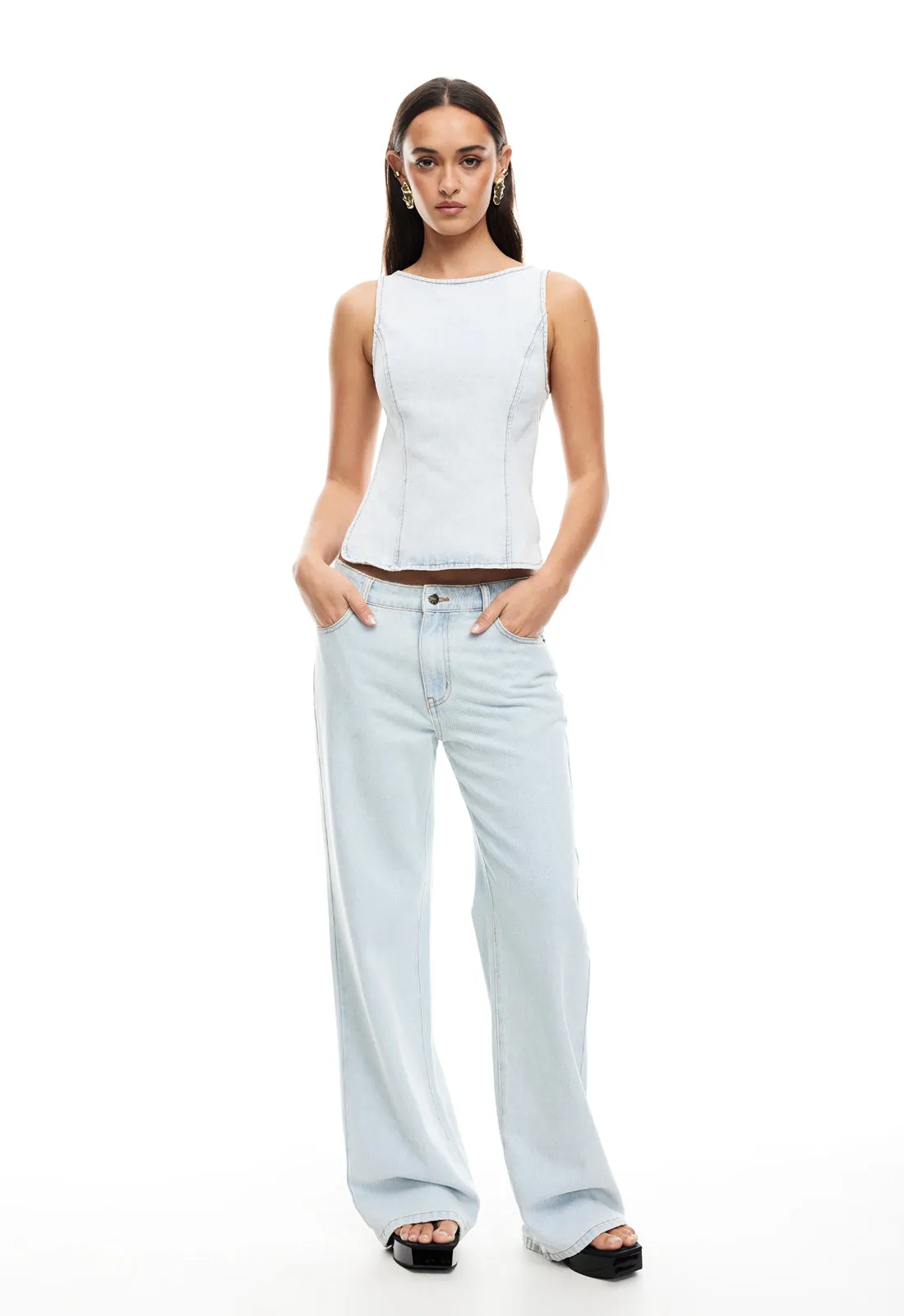 RIDER BACKLESS TOP - LIGHT DENIM sold by Lioness product image thumbnail 2
