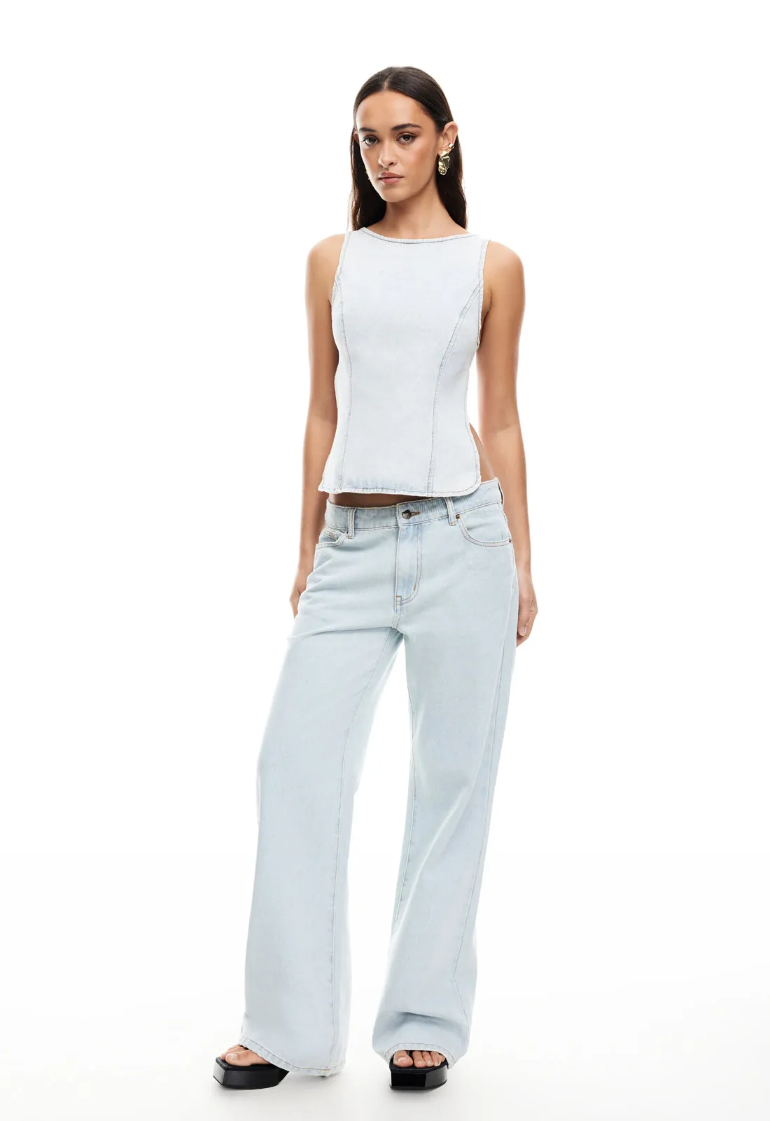 RIDER BACKLESS TOP - LIGHT DENIM sold by Lioness product image thumbnail 3