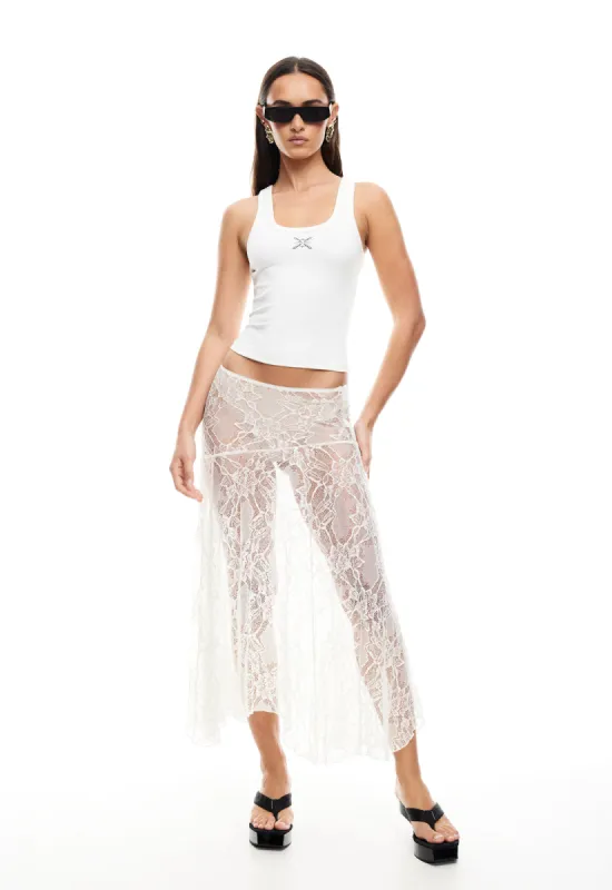IN BLOOM LACE MIDI SKIRT - IVORY sold by Lioness