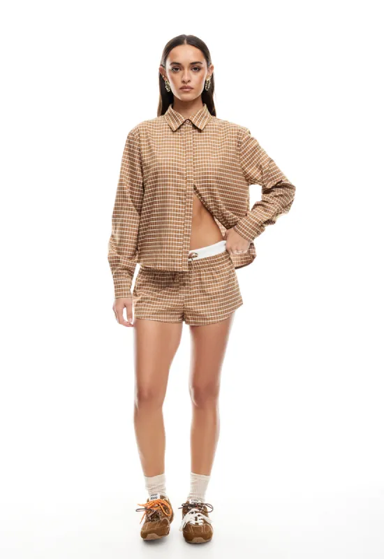 NIRVANA SHIRT - CHOCOLATE CHECK sold by Lioness