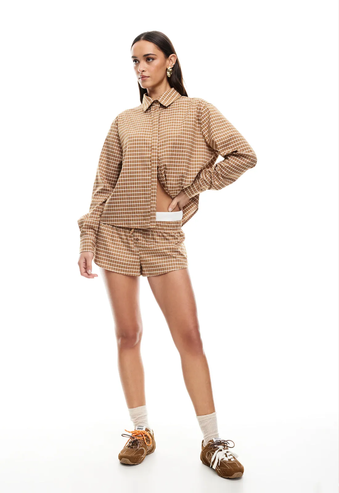 NIRVANA SHIRT - CHOCOLATE CHECK sold by Lioness product image thumbnail 3