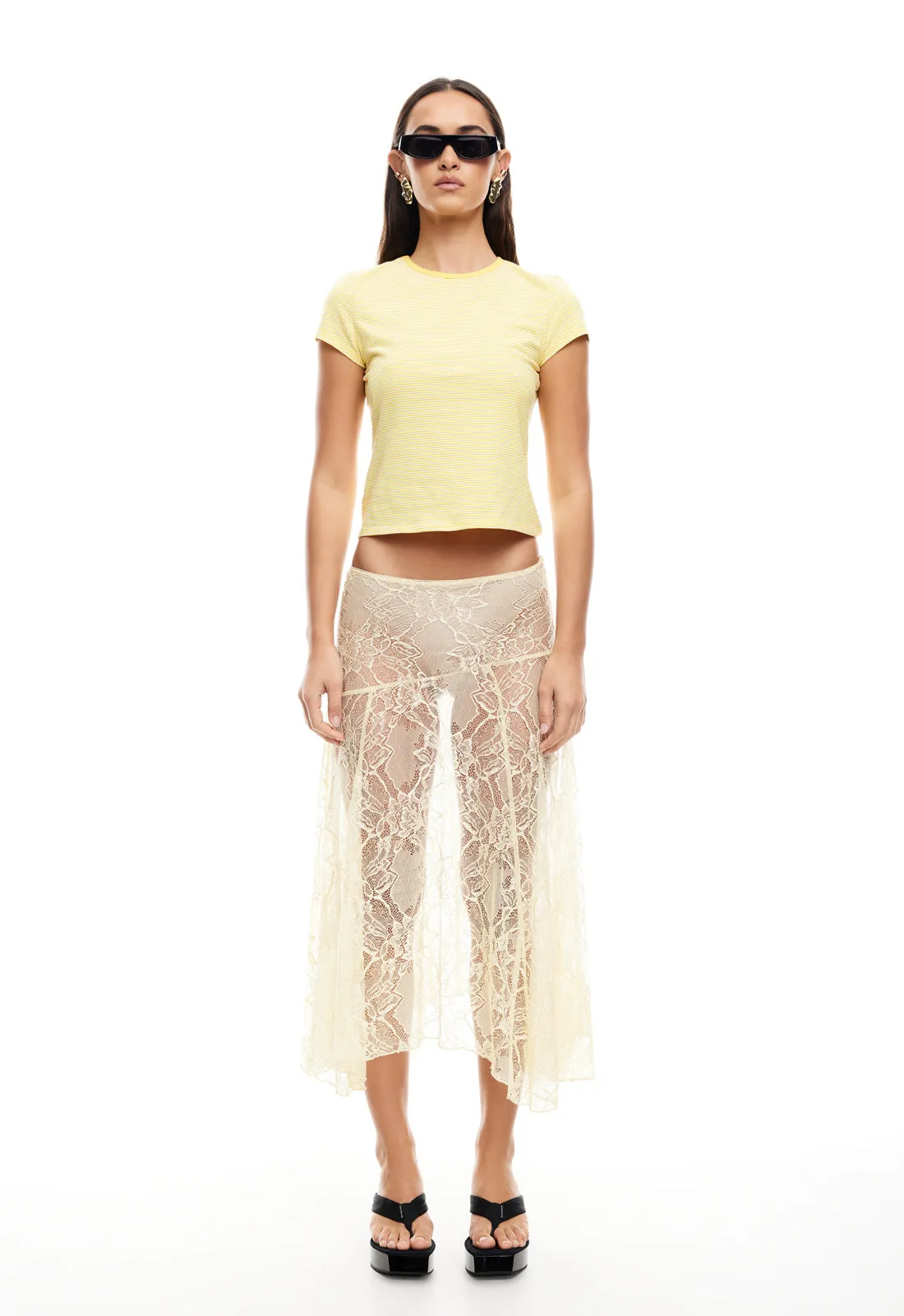 IN BLOOM LACE MIDI SKIRT - CORNSILK sold by Lioness product image thumbnail 2
